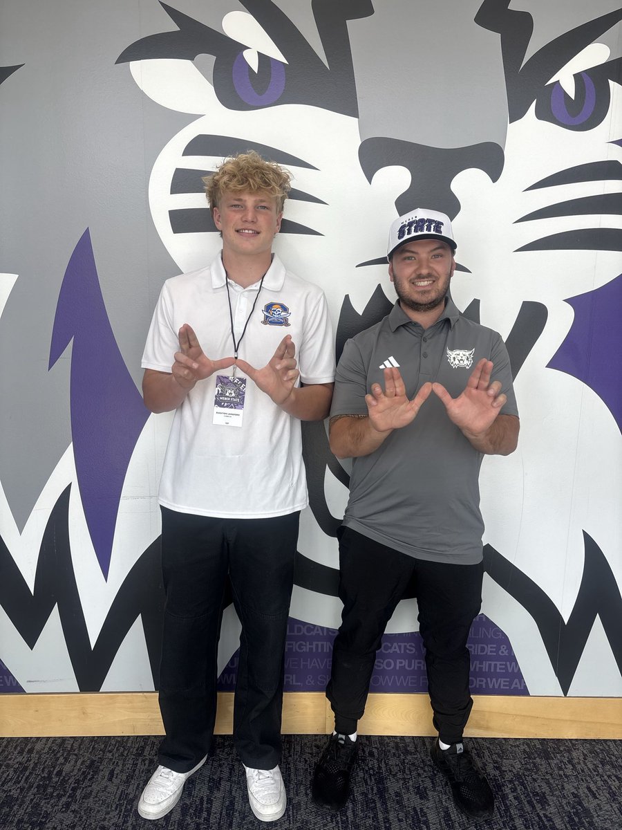 AceBarker_2's tweet photo. Our guy @RushLang0810 attending @weberstatefb home game today! Thank you Weber for the hospitality. Go Wildcats 🏈 https://t.co/kMSO8YsRVg