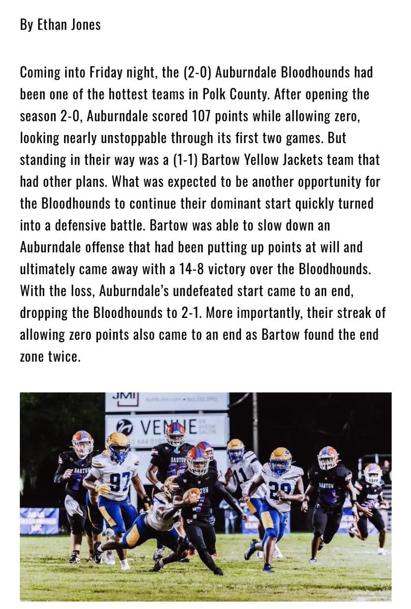 RobertScott_BHS's tweet photo. This game wasn’t as close as the final score indicated. Stupid penalties and mistakes stopped some dominant drives for us on offense. Still something solid to build on. 🦾 https://t.co/Ovp0DbDdyW