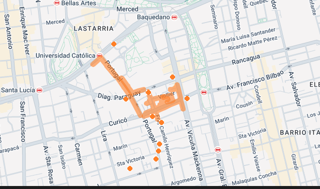 Imagen del mapa de cortes en línea donde se muestra el sector afectado por el corte de energía