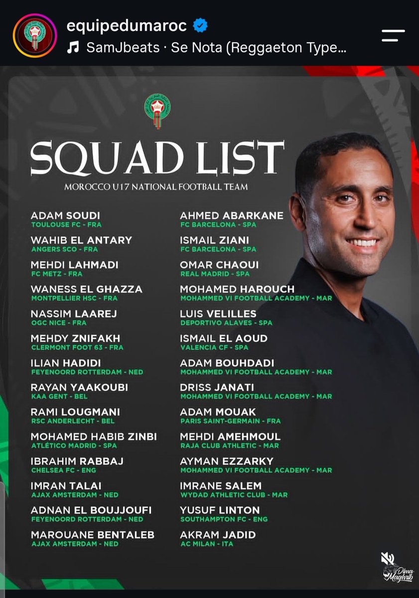 Nail1253114188's tweet photo. 🔥 LA LISTE U17 DU MAROC 🔥⚽️
Le niveau est incroyable 🇲🇦⚽️
#Maroc #DimaMaghrib #Lamine #kantari #rabbaj https://t.co/kV99LtDy8E