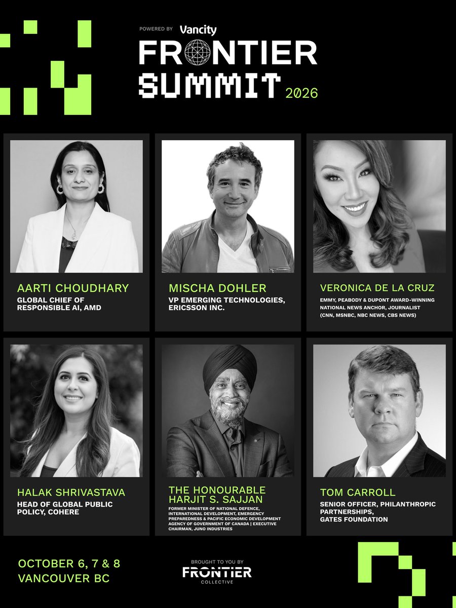 dburgar's tweet photo. Few weeks… our 5th annual Frontier Summit: Inflection Point returns. Global leaders and builders come to Vancouver for something different, want in? Apply now (few spots left)
https://t.co/cmI7lfpl4u https://t.co/QZpKo29EeD