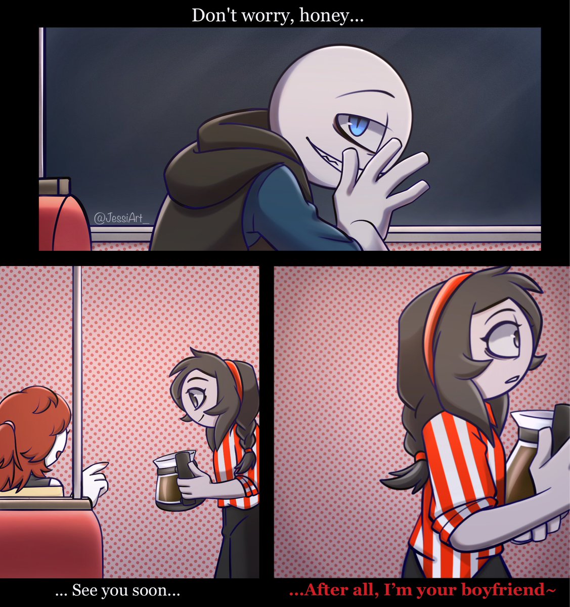 JessiArt_'s tweet photo. I finally finished this comic HAHAHA. It's not perfect, but I did it and that's the important thing. 😝🫰

#YourBoyfriendGame #YourBoyfriendFanart #ybg #ynsona https://t.co/DexA0eXEL0