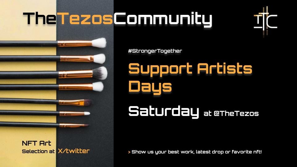 TheTezos's tweet photo. 🎨 TTC's Support Artists Days are back on X!

Break is over... S.A.D.#82 starts now!

📢 Tezos Artists: share your available artworks in the comments below ⬇️
Your latest creation, an old favourite, or simply a piece you'd love more people to discover. We want to see it!

We'll be browsing, sharing, and collecting throughout the week, thanks to your #tezosCRP nominations. 🫂
TY for the support that helps us keep S.A.D. going!

The artworks we collect become prizes for future TTC activities, events & giveaways, finding their way back into the hands of the community.

And while they're in TTC's collection, they can also show up in Name That Artist or Tezos Art Quest, our Tezos art discovery games! 👀

After a little break, it feels good to be back doing what we love: discovering artists, sharing art, and giving it another trip around the community. 🫂

Let’s fill this thread with ART.  

StrongerTogether #Tezos 🎨 S.A.D.#82