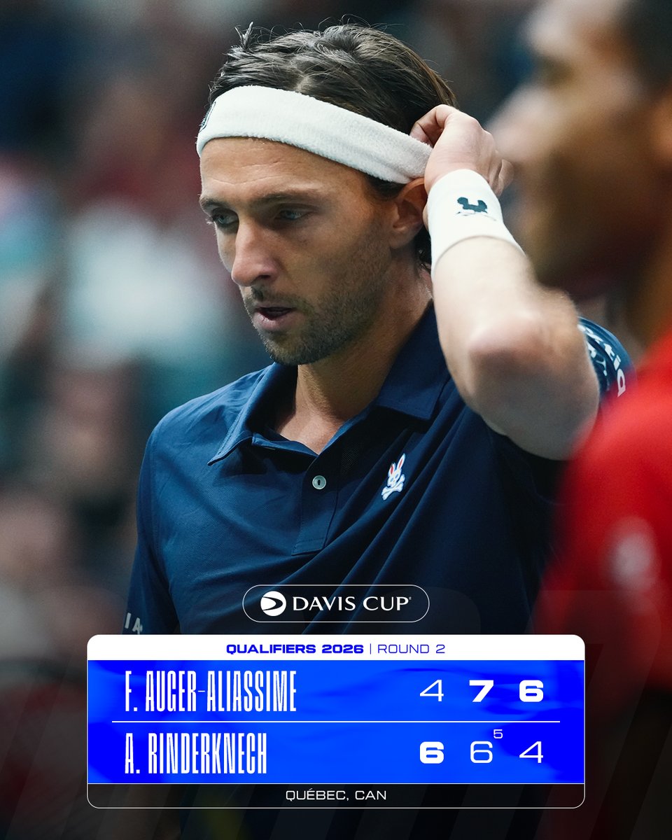 FFTennis's tweet photo. 🇨🇦 3-1 🇫🇷 | Félix Auger-Aliassime s'impose face à Arthur et offre le point de la victoire au Canada.
Les Bleus s'arrêtent au deuxième tour de la Coupe Davis 2026.
#DavisCup #EspritBleu https://t.co/lEZLD22K4M