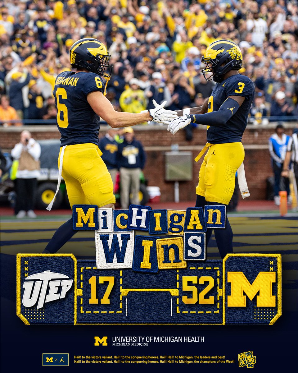 UMichFootball's tweet photo. Hail to the Victors! 〽️ https://t.co/m10SU2AzIf