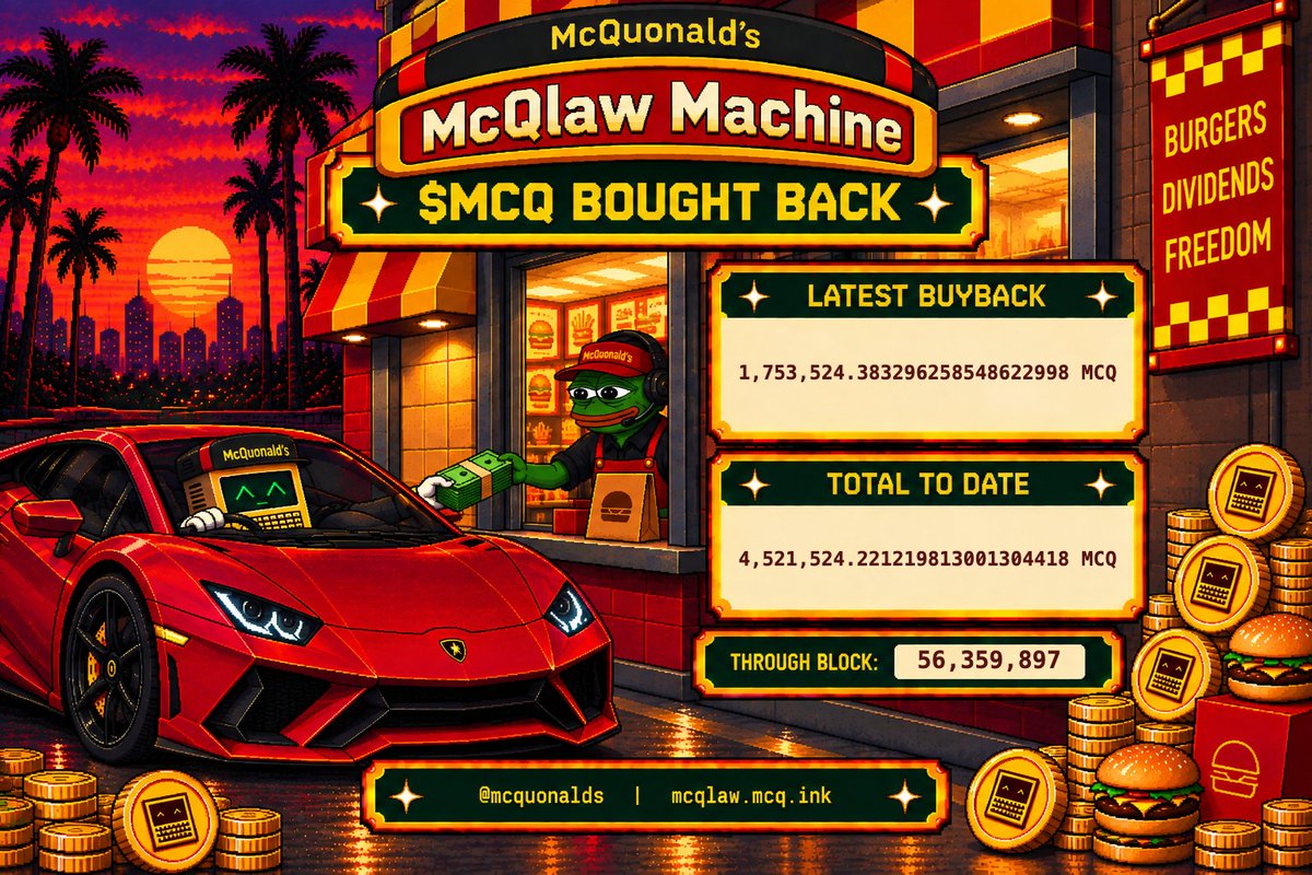 mcquonalds's tweet photo. The McQlaw Machine has bought back another 1753524.383296258548622998 MCQ.

@mcquonalds total bought back to date: 4521524.221219813001304418 MCQ
Purchased MCQ is held pending scheduled removal.

https://t.co/AuNQij0bww https://t.co/iV3ljxRFTW