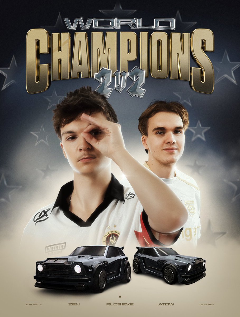 TeamVitality's tweet photo. Deux frères, deux fauves...

@zenrll ET @AtowRL SONT LES 1ER CHAMPIONS DU MONDE EN 2V2 DE L'HISTOIRE DES RLCS 🏆 https://t.co/DDXJriRO1Z