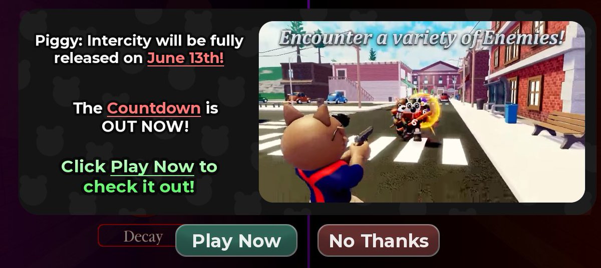 gta6obsessed's tweet photo. @DaRealMiniToon are you ever going to update the text on this
it says that piggy intercity will be fully released on june 13
and it says about the countdown which was ages ago https://t.co/IfU0J47DUs