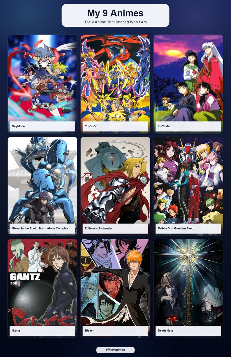 IvoryState's tweet photo. my 9 formative anime, all shows I watched before my teens that probably shaped a lot of my current love of anime https://t.co/OLeCzOaRwU