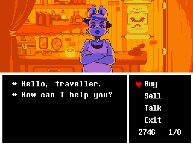 Patovideos's tweet photo. @AuderRegbong I think it's a different artstyle, just like you wouldn't say Spamton, Gerson or Rouxls are different character because they don't look exactly like their shop sprites.
The characters and world seem to take a more detailed look inside of shops. https://t.co/yPBeYzqMVD