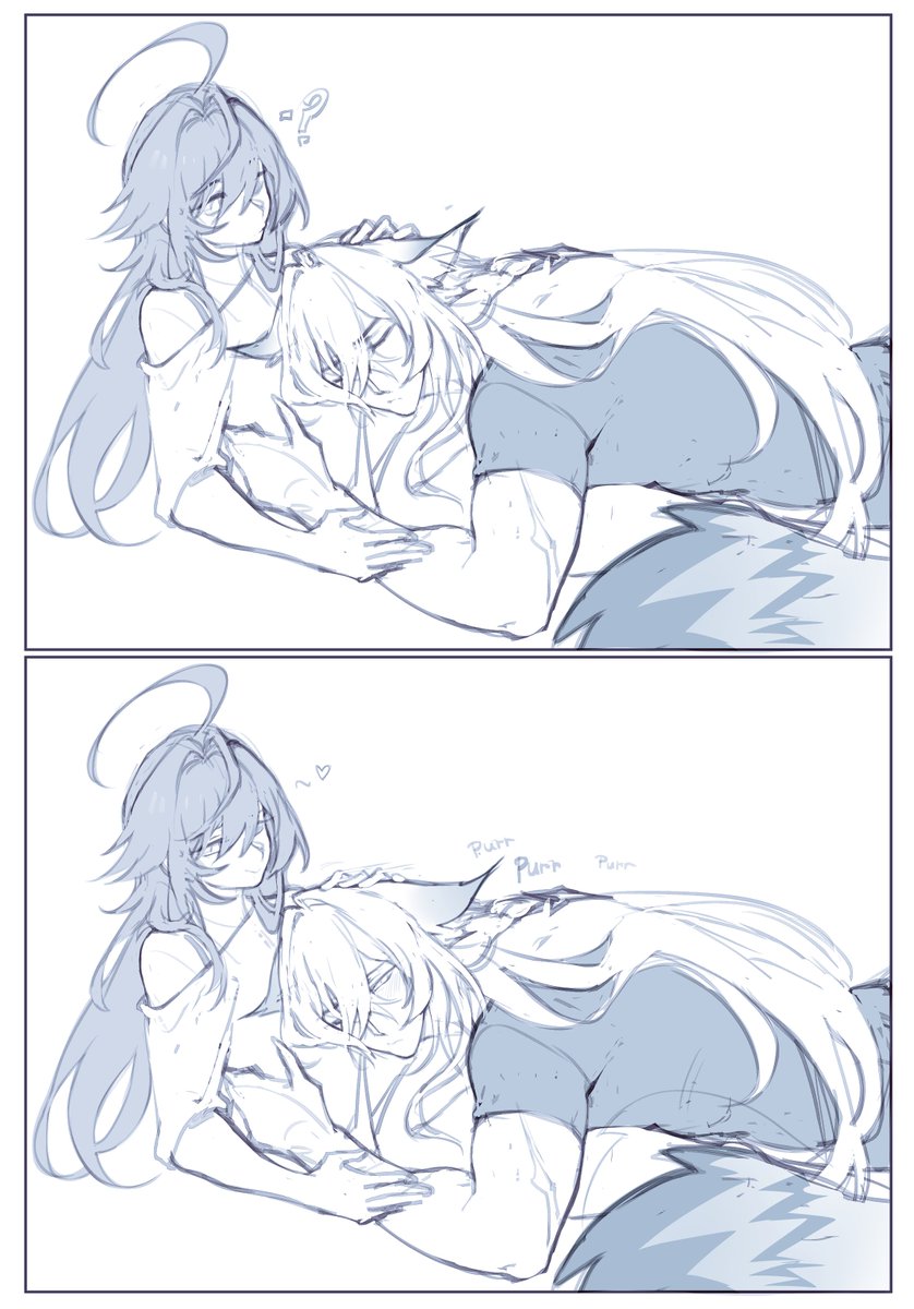 kasumeru_s's tweet photo. When your cat-husband is tired after work and purrs when you pet him on the head ~
(oc x canon sketch)
#Severian #ZenlessZoneZero‌ https://t.co/BpTVTWj8KG