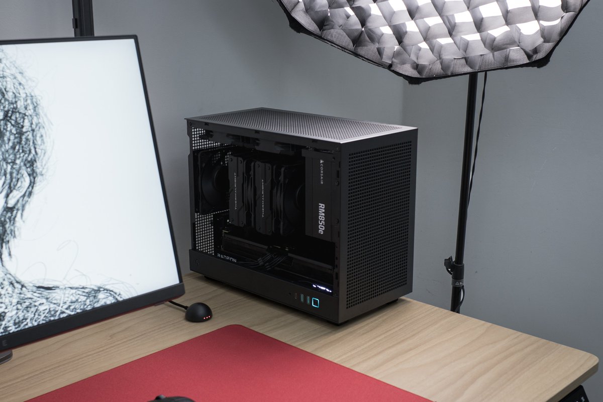 ricksetup's tweet photo. quick post just to show off my new compact mATX build with the DeepCool CH160 Plus case https://t.co/H99jVduzu0