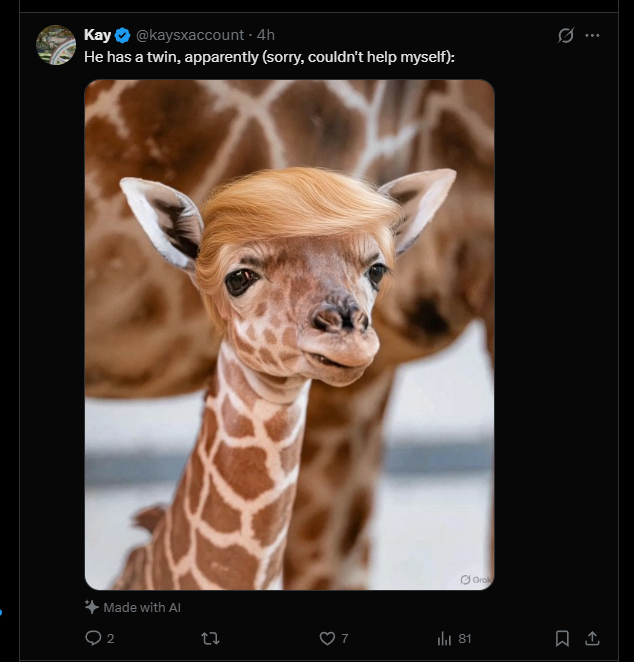 ashthequant's tweet photo. This giraffe named Eugene is re-surfacing and going viral again on twitter.

I think we ALL remember Eugene, thing that made people love Eugene so much is his hair, all the normies are raving about it in the comments and making memes out of it

https://t.co/JtLDxqJgBw

https://t.co/0tPOeOlTHm

We haven't had any insane animal runners recently and look at this MF Eugene, he's perfect

Will grab dex and run the comm like always
