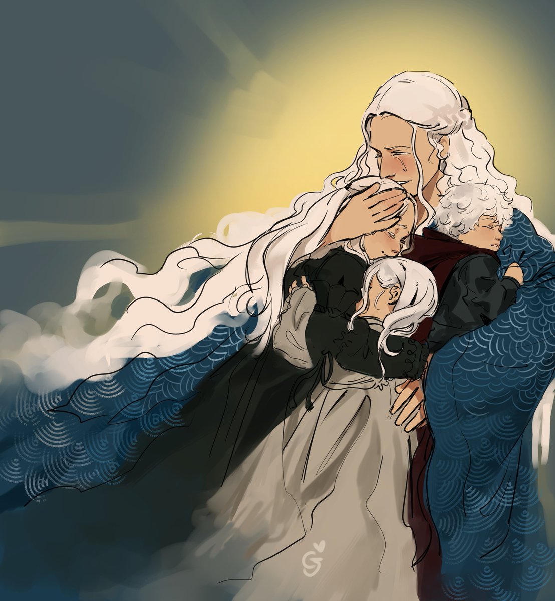 Cj_KhalifP's tweet photo. Helaena with Jaehaerys, Jaehaera and Maelor in the afterlife KOFI REQUEST! <3 https://t.co/qEG72zlwbJ