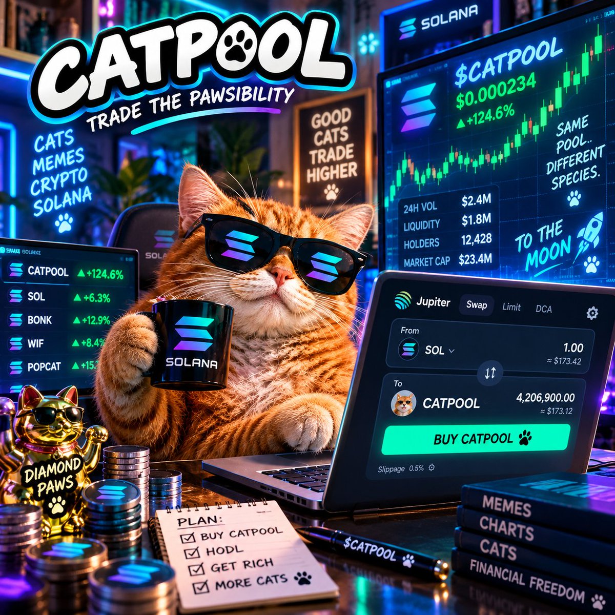 CATPOOLSOL's tweet photo. This Cat Knoew What Shes Doing!  $CATPOOL https://t.co/0ioTLTQKN8