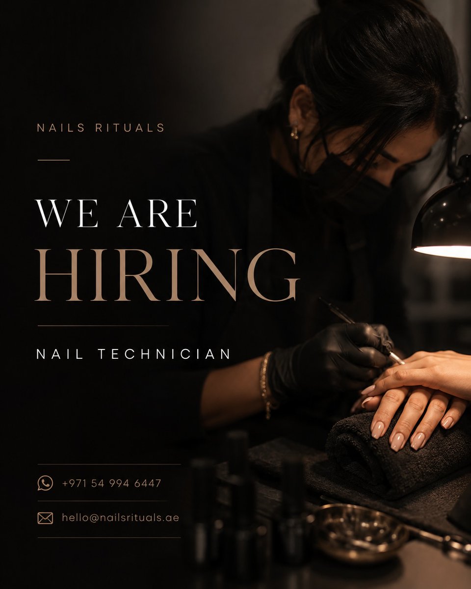 SherellDevajk's tweet photo. WE ARE HIRING ✨
At Nails Rituals, we believe beauty is in the details. We are looking for a skilled Nail Technician to join our growing team and become part of a salon that values professionalism, excellence, and exceptional client experiences. If https://t.co/dtnisSlxG0