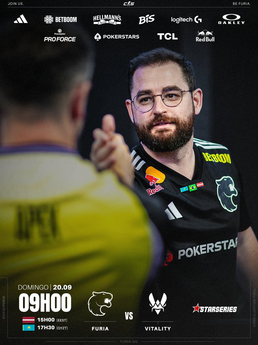 FURIA's tweet photo. DOMINGOU COM REVANCHE NO MESMO CAMPEONATO! ☀️

#FURIACS enfrenta a Vitality hoje às 09h00 em busca da vaga na Grande Final da #StarSeries20! 

O vencedor joga a final logo em seguida contra a Aurora!
Que comece a MD8 do nosso #DIADEFURIA! https://t.co/quUxuCcMqz