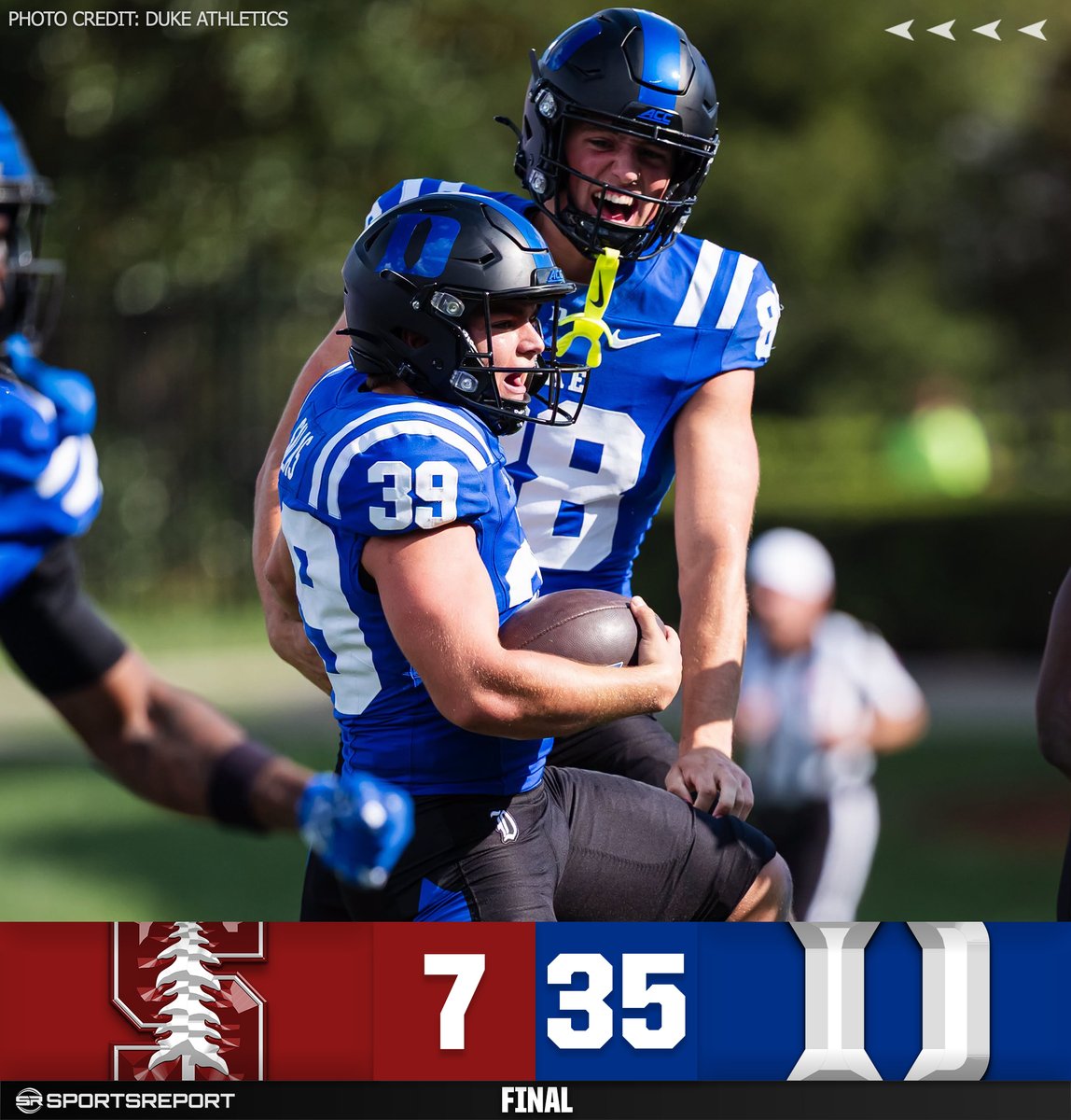 SRBlueDevils's tweet photo. BLUE DEVILS WIN!!! Duke Football dominates Stanford to improve to 3-0!! https://t.co/gs1jSYoSSN