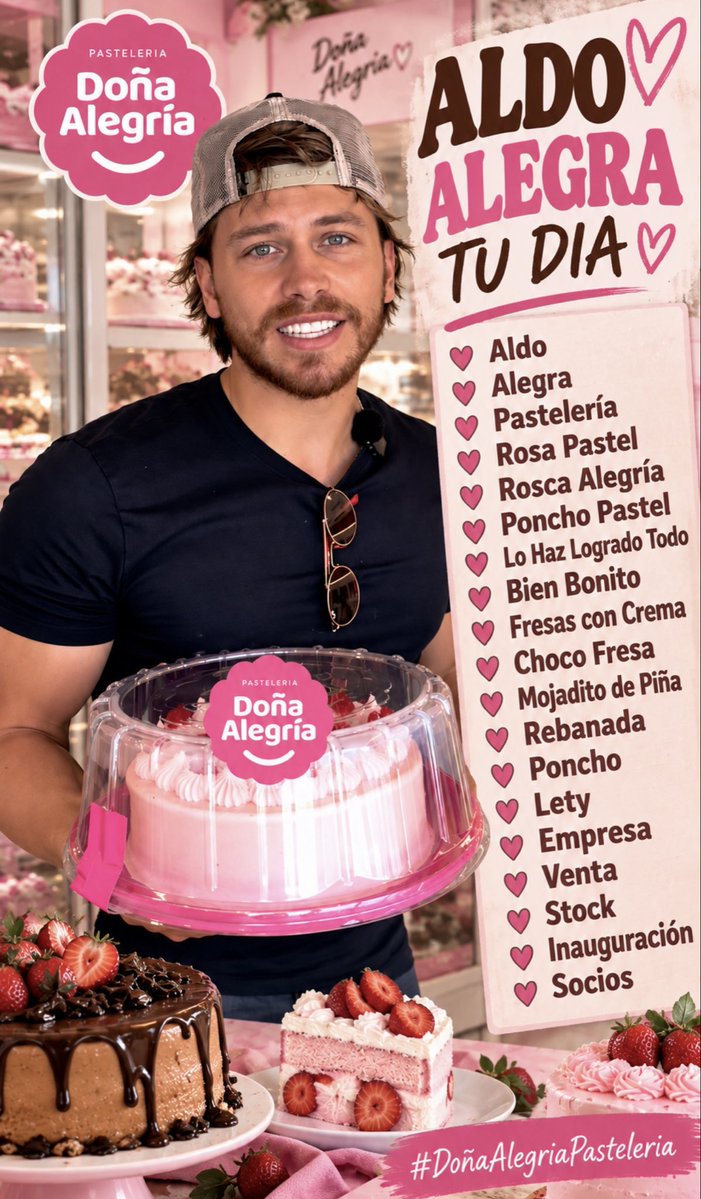 KarenHe2191's tweet photo. 🚨Iniciamos tendencia Pastelera 🚨

Palabra + Frase y # 

ALDO ALEGRA TU DIA
#DoñaAlegriaPasteleria 

Like y Rt https://t.co/8CKkGx9t17
