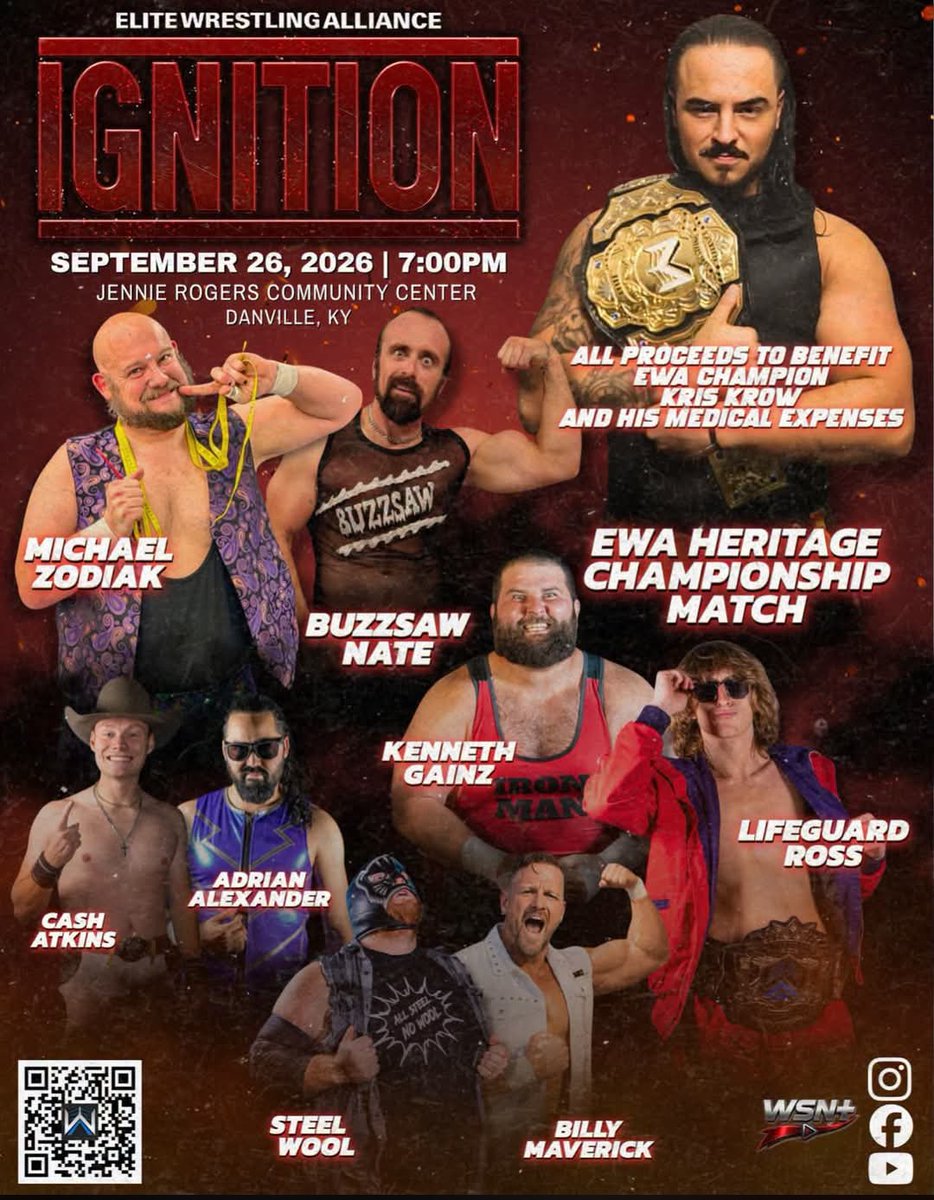 EliteWAKY's tweet photo. We are ONE WEEK AWAY from our next taping of EWA Ignition in Danville!

All event proceeds will go directly to EWA Champion Kris Krow as he recovers from surgery.

Tickets are on sale here:
https://t.co/t3RfrGeTZe https://t.co/O1qdbkWPPh