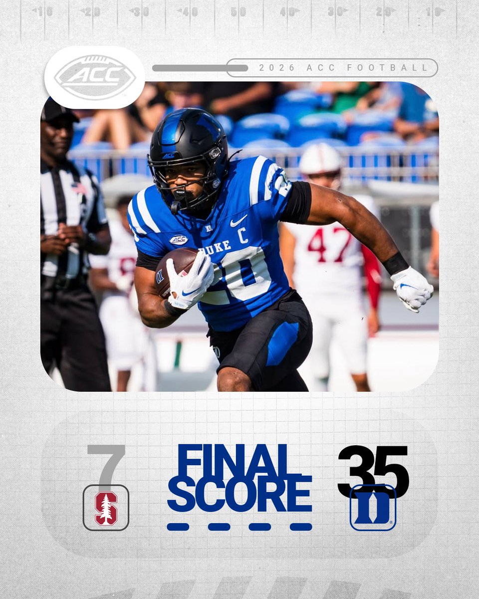 ACCFootball's tweet photo. DUKE DOWNS STANFORD 🙌😈 https://t.co/WVuds4Q2vI