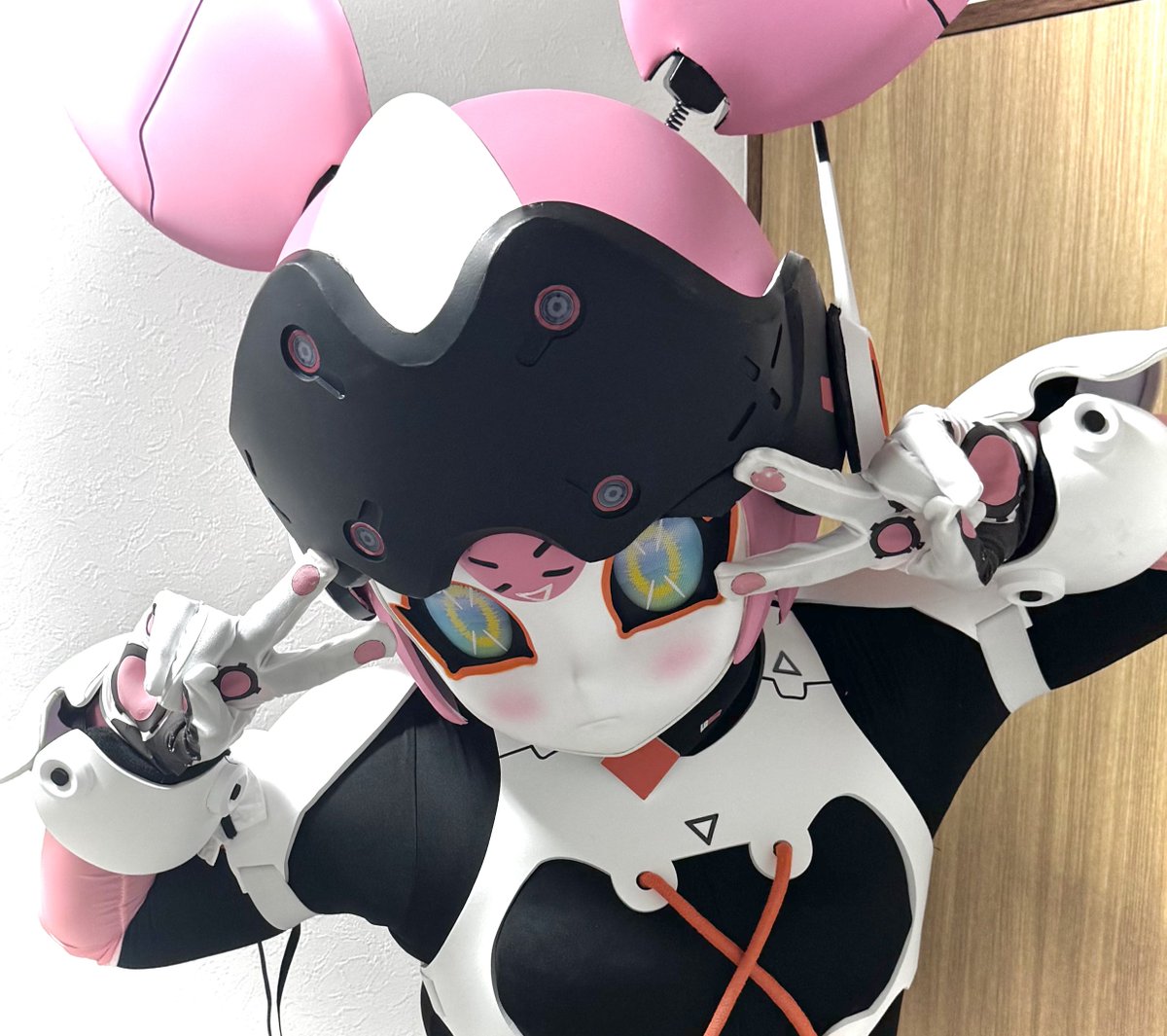 NuclearFlower's tweet photo. 妻に着ぐバレ(着ぐるみ趣味がバレる)というのが話題だが、我が家では着ぐバレどころか最初から妻に着せると言う暴挙に出ていた。 https://t.co/XFKltidns9