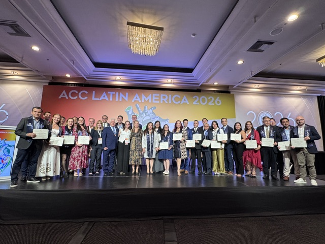 ACCinTouch's tweet photo. What a way to conclude #ACCLATAM 2026! We had groundbreaking science 🔬, practice-changing discussions 🎤, inspiring abstract presentations 📈 ➕ more. 

Congrats 🎉 to our newest FACCs and 2026 abstract winners! Thank you for joining us in Medellín. See you at #ACCLATAM 2027! https://t.co/NmaYKkomOs