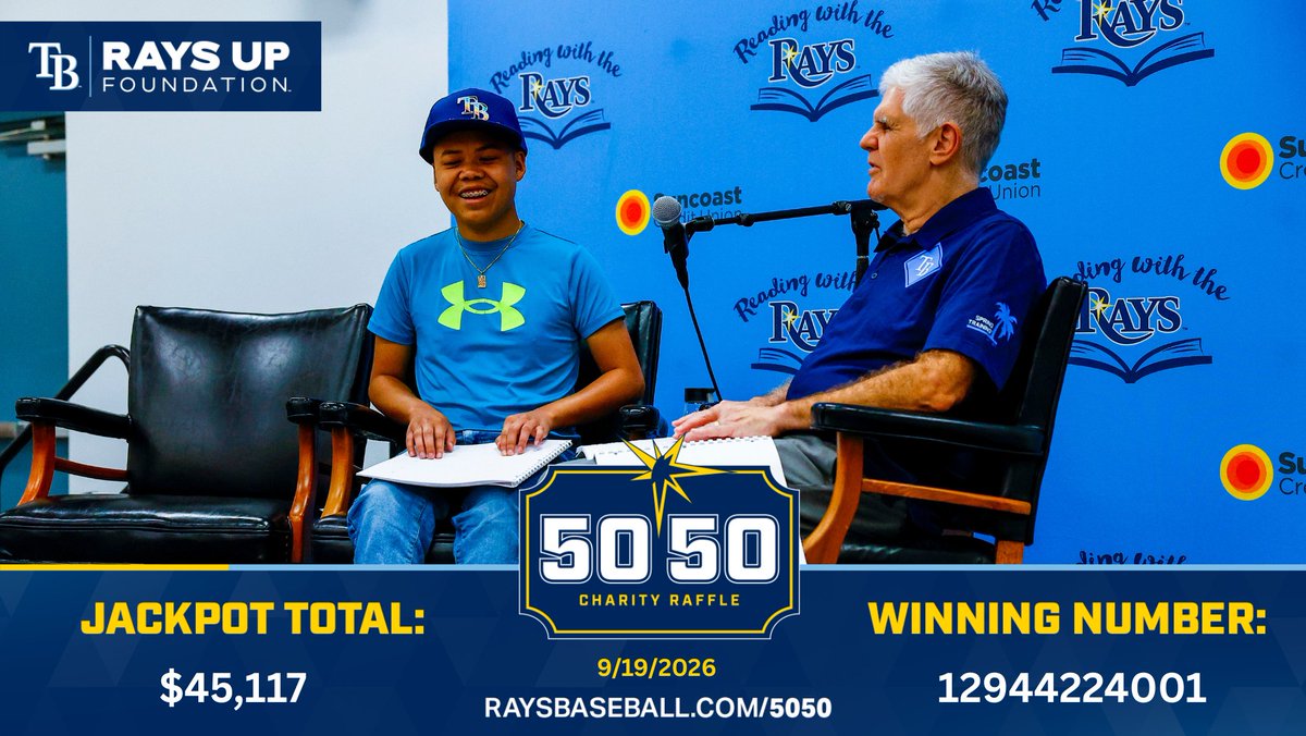 RaysCommunity's tweet photo. A great day to be a Ray! &amp; a 50/50 Charity Raffle Winner!

#RaysUp | https://t.co/yUh8xhvaq6 https://t.co/eOkc3GZTEx