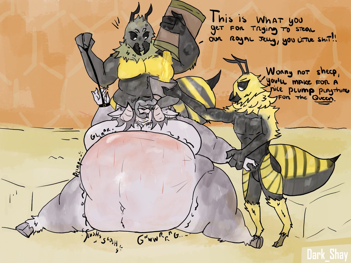 Dark_shaye's tweet photo. Couple of commissions I did so long ago, that sheep does like to get into some fat situations!
#feederism #fatfurs #stuffing #obese #forcefeeding https://t.co/ClOedUgMLq
