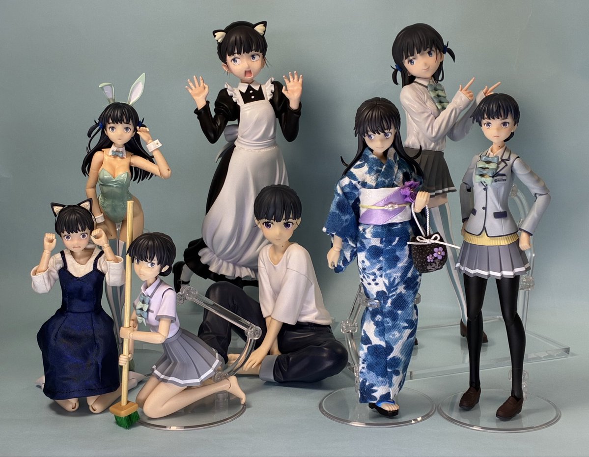 shioyuki02r's tweet photo. 第5回我が家の天愛星ちゃん大集合(爆)
昨年6月のプライズリコリコたきな改造からスタートし創彩改造冬制服、創彩+猫耳布キャミワンピ、ガレキ猫耳メイド、ガレキチカピョンVer.、創彩+ガレキチカピョンバニー、創彩+ハーフアップ布浴衣、創彩改造ツワブキ夏制服の総勢8人となりました😊
#マケイン https://t.co/87sExOgtJe