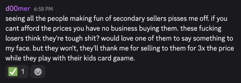 camolNFT's tweet photo. Insane things are happening in the Pokémon scalping discords. https://t.co/Ffq3CoFxyc