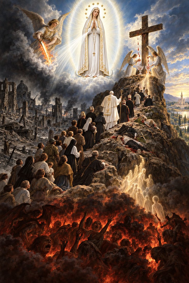 QntmGodParticle's tweet photo. THE MESSAGE OF FATIMA 

The Message of Fatima is an official document published by the Vatican's Congregation for the Doctrine of the Faith on June 26, 2000. 

It shares the complete text and official meaning of the famous secrets from the 1917 apparitions in Fatima, Portugal. https://t.co/l1DgH0lBrX