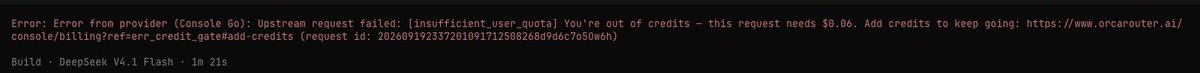 HesomParhizkar's tweet photo. what is going on here? 
says I am out of credit in the cli, but it looks like I have plenty left. lag?

@opencode https://t.co/OC0NGPRTJA