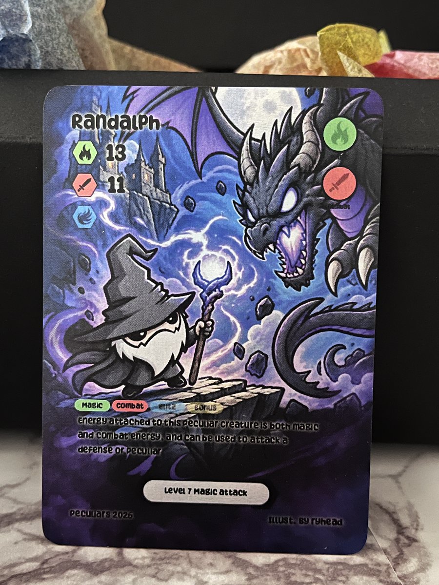 hdub_returns's tweet photo. Received my @peculiarstcg booster today and it's even better than I hoped!

Delivery & Packaging:  10/10 - packaged very well so no disaster stories from shipping.  The photo can't capture how much I loved this unboxing.  

Pulls: 10/10 - great variety.  Solid deck w/special artist pulls and I pulled a gold sided Randalph!

@theryhead is doing it right!