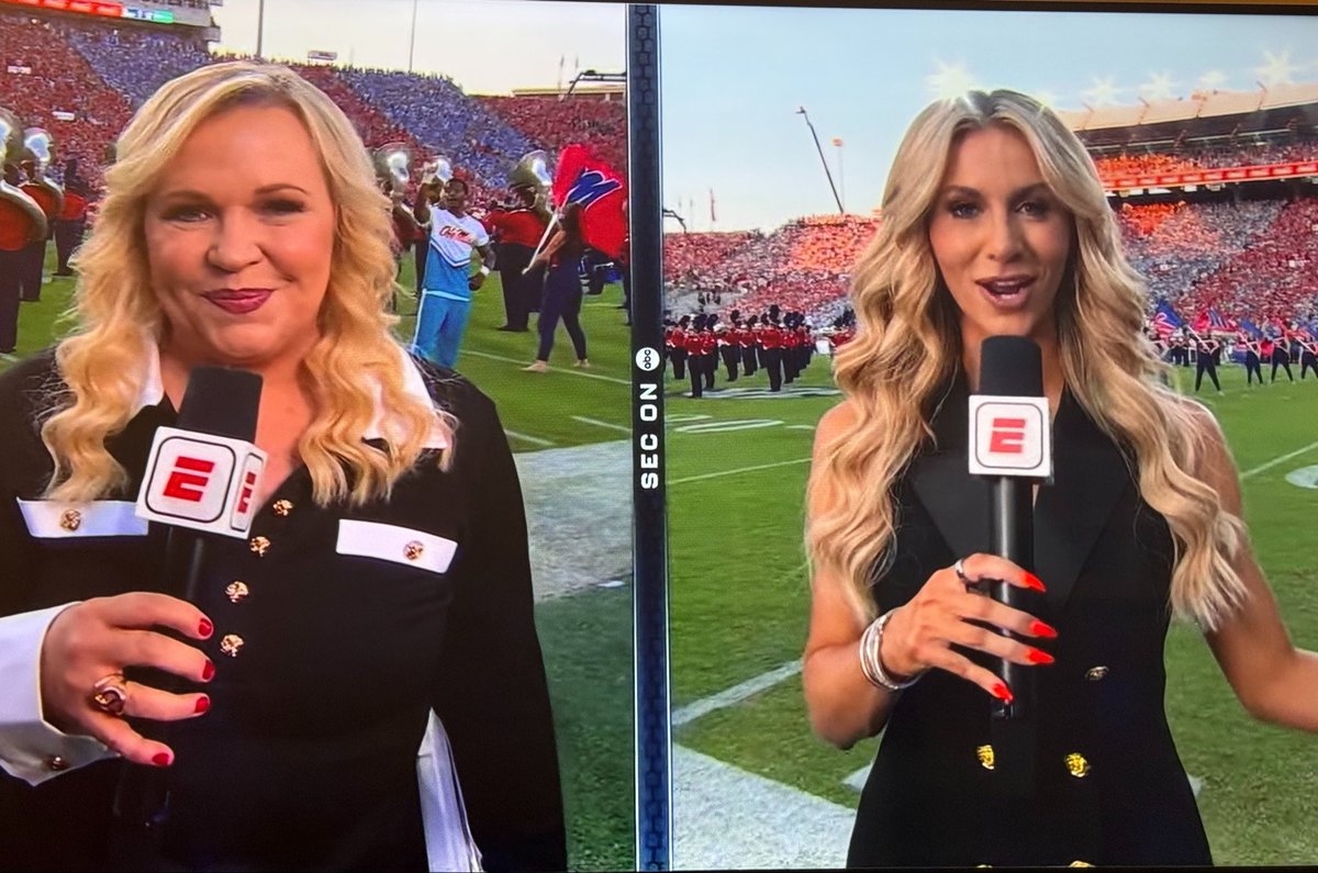ChadFisher's tweet photo. The most dichotomous pair of sideline reporters in sports history. https://t.co/x9oJ2oWDyl