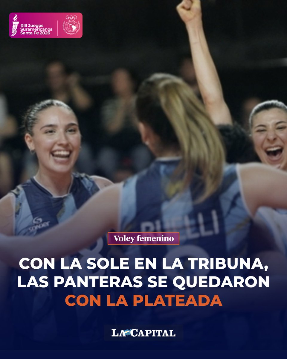 lacapital's tweet photo. LAS PANTERAS SON PLATEADAS 🏐🥈

🇦🇷El seleccionado de voley femenino venció a 3-0 a Colombia y se quedaron con la medalla de plata en los Juegos Suramericanos Santa Fe 2026 coleccionando una nueva presea para Argentina.

📷Sebastián Suárez Meccia / La Capital https://t.co/38xh65p7Qj