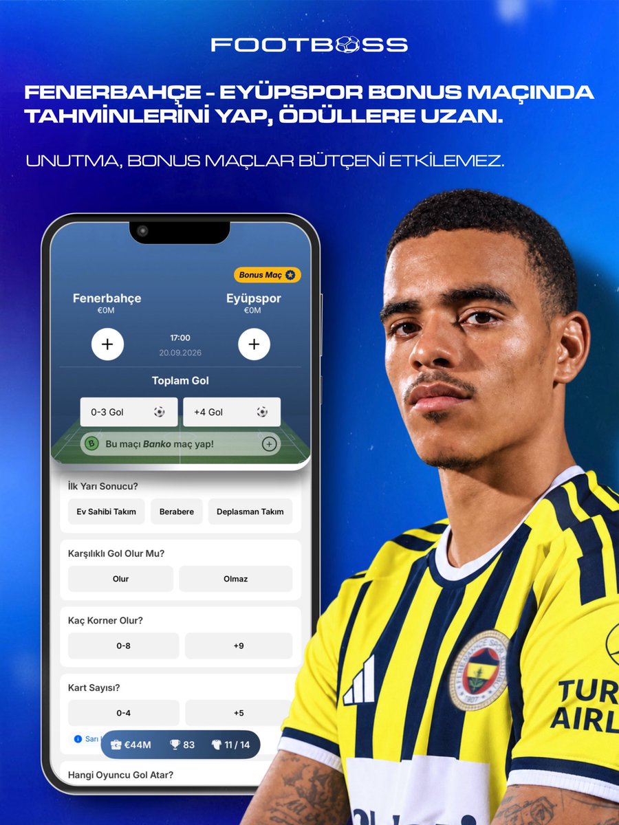 footbossapp's tweet photo. Süper Lig’de Fenerbahçe ve Beşiktaş’ın maç günü. ⚽️

17:00’da Fenerbahçe evinde Eyüpspor’u ağırlıyor. Saat 20:00’da ise Beşiktaş, Diyarbakır deplasmanında Amedspor ile karşı karşıya geliyor. 

Ücretsiz, ödüllü futbol oyunu Footboss’u indir, bu maçların keyfini ve heyecanını 2’ye katla! Hem futbol bilgini konuştur, hem ödüller kazan. 🏟️🎁