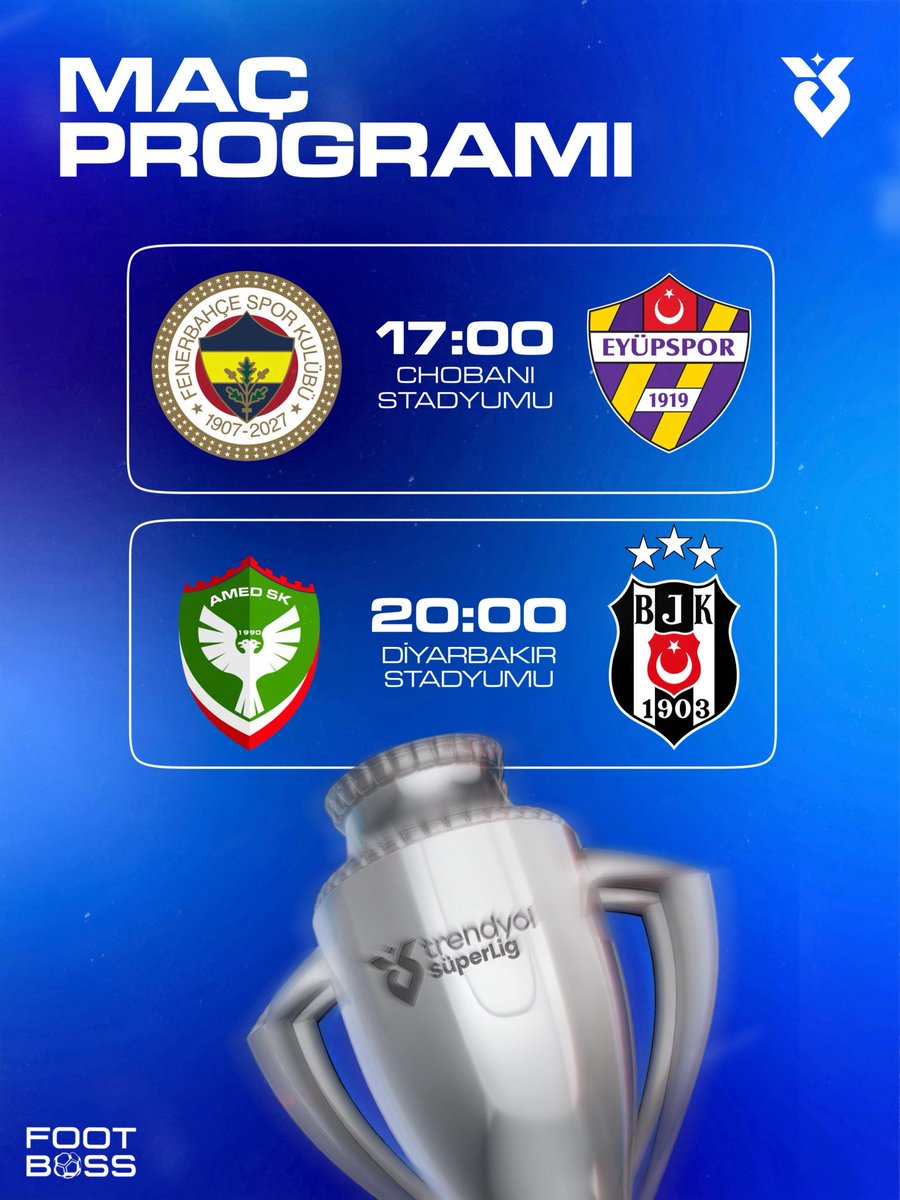 footbossapp's tweet photo. Süper Lig’de Fenerbahçe ve Beşiktaş’ın maç günü. ⚽️

17:00’da Fenerbahçe evinde Eyüpspor’u ağırlıyor. Saat 20:00’da ise Beşiktaş, Diyarbakır deplasmanında Amedspor ile karşı karşıya geliyor. 

Ücretsiz, ödüllü futbol oyunu Footboss’u indir, bu maçların keyfini ve heyecanını 2’ye katla! Hem futbol bilgini konuştur, hem ödüller kazan. 🏟️🎁
