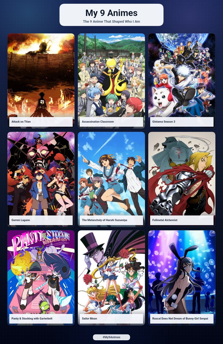 MahiruYuuki's tweet photo. Top 9 anime https://t.co/z6j9dT6ncm