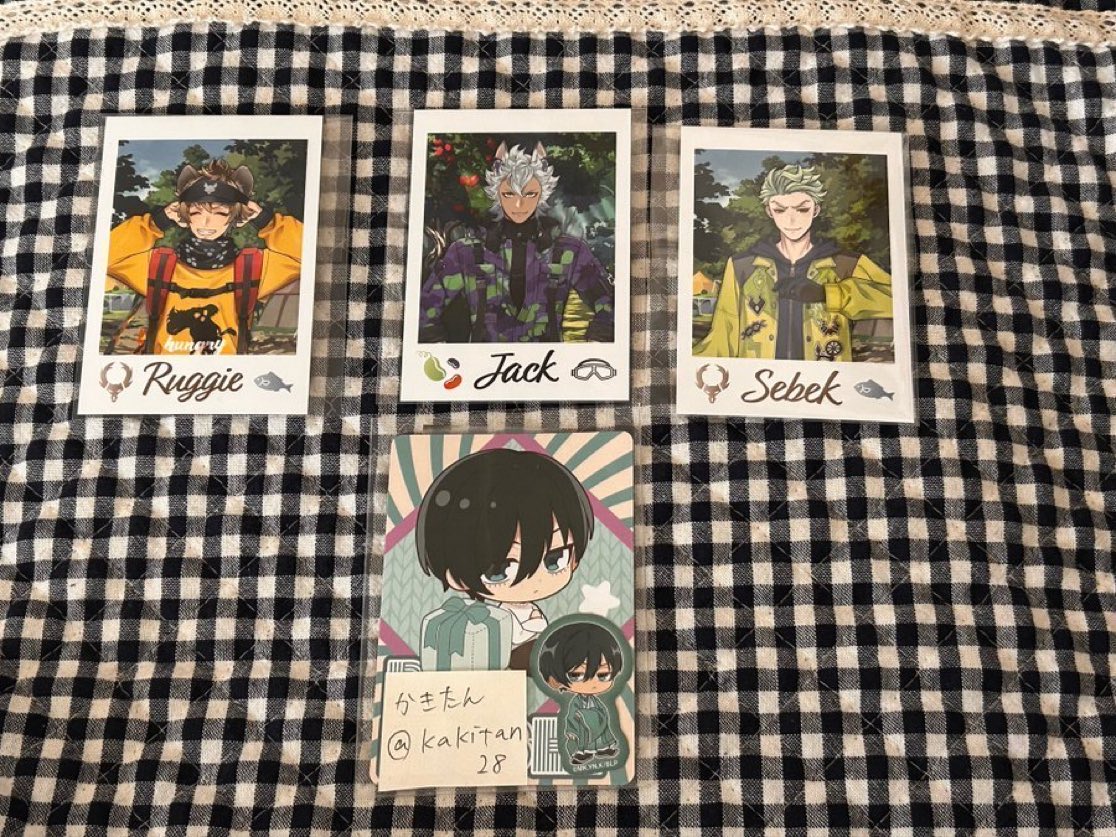 kakitan28's tweet photo. 「譲渡」ツイステッドワンダーランド展 ツイステ展 ランダムカードコレクション 

譲:ラギー、ジャック、セベク
求:3枚纏めて600円＋送料

単体での場合は各250円。
ラギーは纏めてのお迎え希望です。
21日梅田
22日名古屋にて手渡し可能です。 https://t.co/6nZQOc2G3R