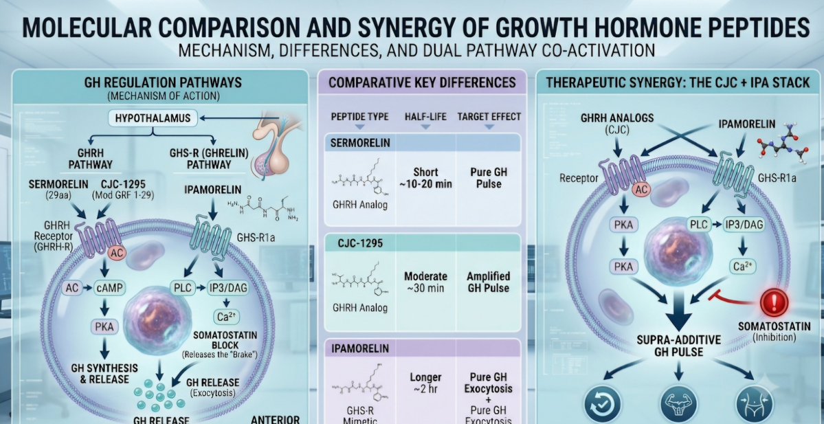 Qsentus1776's tweet photo. PROTOCOL: CELLULAR REPAIR // ARCHIVE: 2026+
​Beyond blunt-force hormone replacement lies targeted molecular signaling. Enter Ipamorelin — a selective growth hormone secretagogue designed to interface cleanly with the anterior pituitary.
​The Molecular Architecture
​Ipamorelin is a synthetic pentapeptide (Aib-His-D-2-Nal-D-Phe-Lys-NH2) engineered to bind with high affinity to the ghrelin/GHS-R1a receptor.
​Unlike first-generation peptide secretagogues, it operates with strict surgical precision:
​Pure Pulsatile GH Secretion: Mimics natural biological rhythms without exhausting pituitary somatotrophs.
​Zero Cortisol or Prolactin Spillover: Avoids systemic stress hormone spikes and water retention common to non-selective peptides (like GHRP-2 or GHRP-6).
​Insulin-Sparing Dynamics: Enhances endogenous GH output without inducing erratic glycemic destabilization.
​Primary Bio-Optimization Vectors
​Accelerated Tissue Rebuilding: Stimulates downstream IGF-1 synthesis, speeding collagen formation, joint remodeling, and myofibrillar repair.
​Metabolic Reprogramming: Promotes selective lipolysis by encouraging adipose cell signaling to favor fatty acid oxidation over glucose dependence.
​Neuro-Somatic Recovery: Optimizes deep slow-wave (Stage 3/4) sleep cycles, directly where peak neurological restoration and systemic repair cascade.
​Dermal Integrity: Boosts endogenous structural protein production to reinforce extracellular matrix density.
​The Takeaway: Precision medicine is transitioning from broad hormonal saturation to intelligent receptor-level instruction sets. Ipamorelin represents biomimetic endocrinology in its cleanest form.
​#Biotechnology #Peptides #Ipamorelin #LongevityScience #Biohacking #MolecularBiology #Endocrinology #FutureOfMedicine