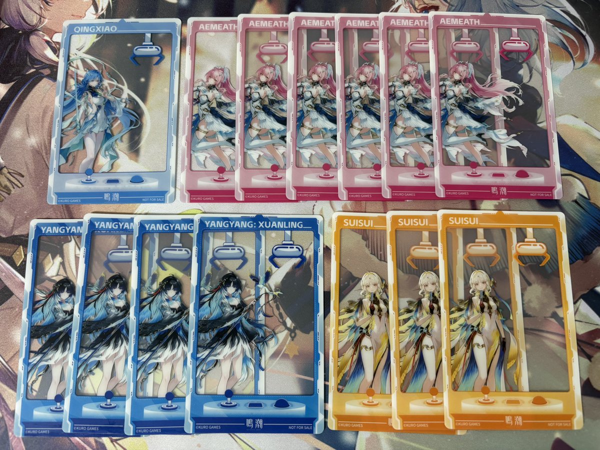 L20040914's tweet photo. 【交換】鳴潮GIGOクリアカード

譲:エイメス、清宵、秧秧、穗穗
求:同種リューク＆350円

都内手渡し＆郵送(郵送の場合➕送料) https://t.co/sFED132LAt