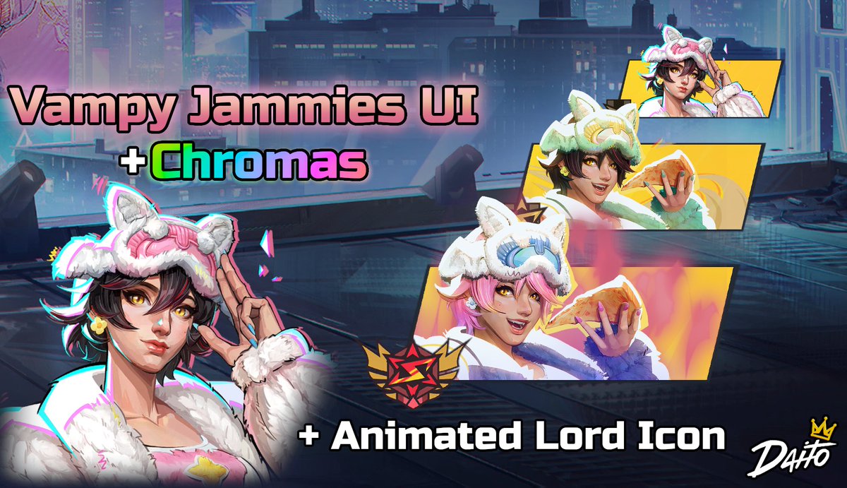 DaitoRivals's tweet photo. New UI Mod: Vampy Jammies UI (WITH ANIMATED LORD ICON)

Features:   
• Default Icon   
• Lord Icon   
• Animated Lord Icon   
• Chroma Styles (Green &amp; Blue Chroma)      

🔗 Available here: https://t.co/l0yaRTnJSP

No AI used https://t.co/FHJfLf4HST