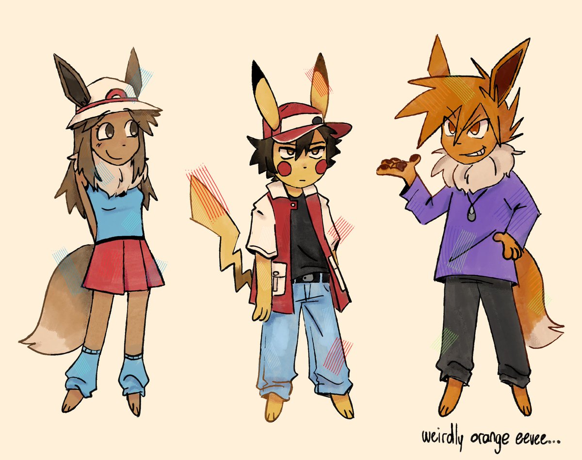 Shroomdoomed's tweet photo. Kanto trio as like Pokémon furries okay #pokemon https://t.co/jax7Ok9vr7
