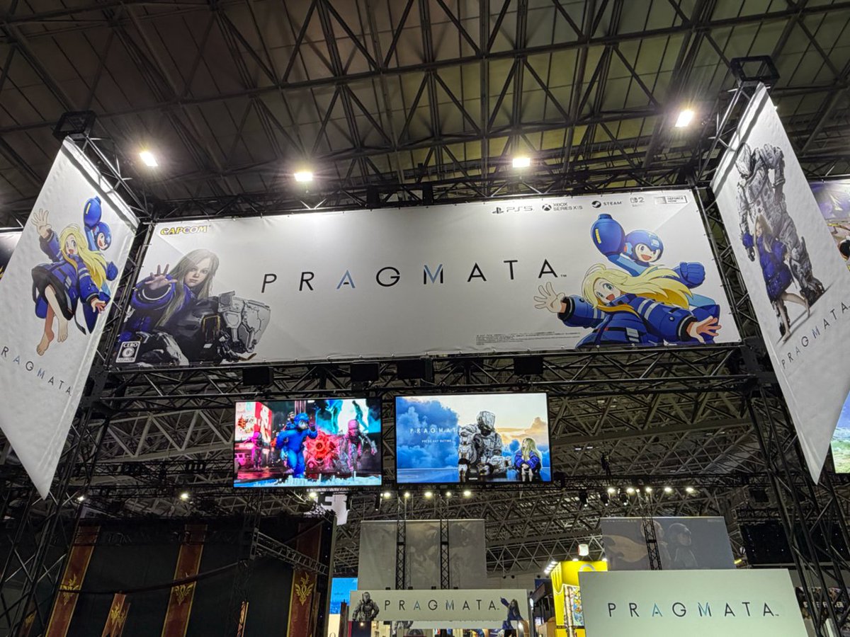 PRAGMATA_JP's tweet photo. ／
#TGS2026 4日目
＼

『#プラグマタ』ブースでは、無料DLC「ロックマン」パックを反映した『プラグマタ』が試遊いただけます🔵🌙

#PRAGMATA #カプコンTGS2026 https://t.co/TgsMJiyWWH