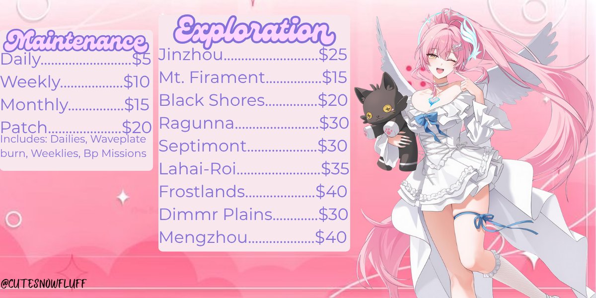 cutesnowfluff's tweet photo. ʚArcɞ , your winged pilot at your service!

Short on time? Never fear, I'm here to help! Genshin, Wuwa, even hsr! I cover all games and can help with anything!

Addition Prices + Terms of Service in replies 

Prices very negotiable; fast responses; Dm to avail~ https://t.co/79ZxvIrDL8