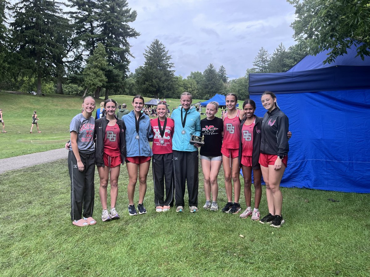bghs_cc's tweet photo. The BG Varsity girls placed 3rd of 12 teams in the rain 🌧️ and mud today at the Dave’s invite!  Great racing Bobcats!!!  
@BGHS_AD @DanBlackBGCS 
Results:
https://t.co/l7D6BnXAqu https://t.co/jU3ZEVRS0u