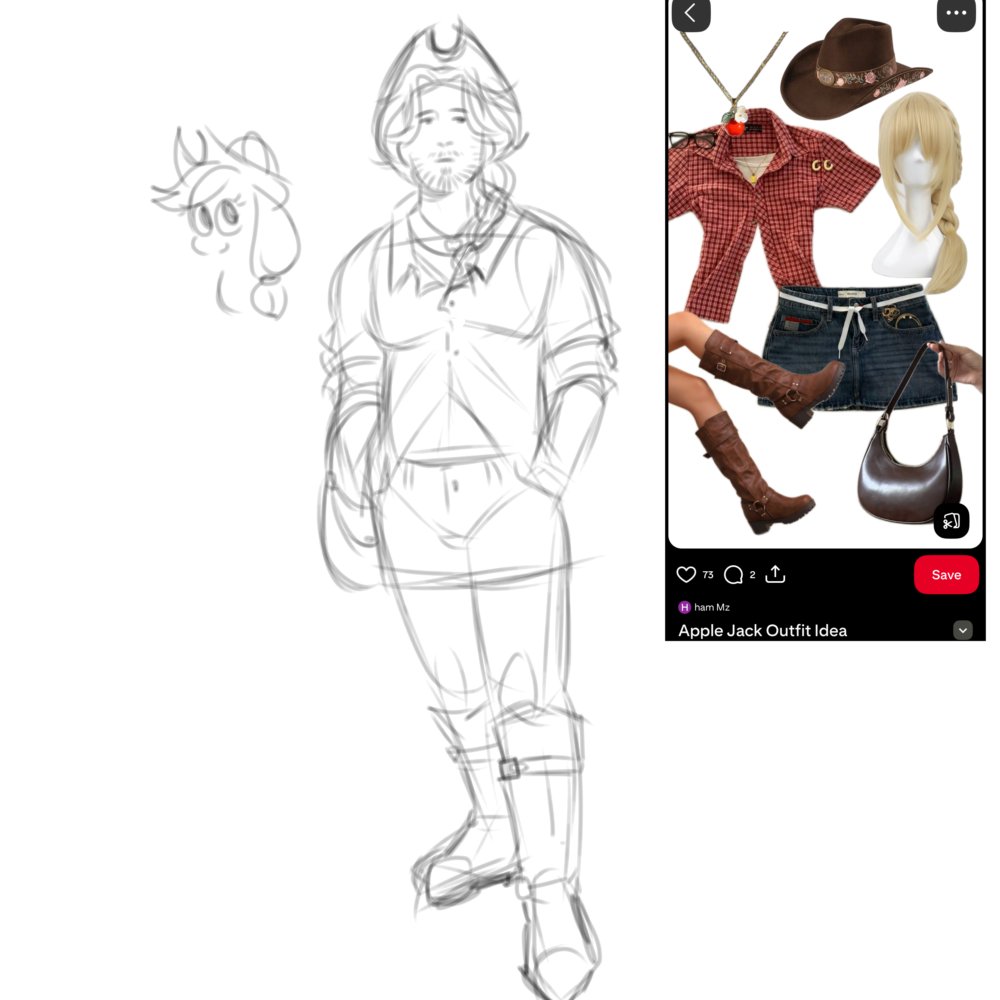 Krispykrumble's tweet photo. I’m drawing Simon in an applejack themed outfit I found on Pinterest #simonironlung #WIPㅤ https://t.co/flzKVQrJBy