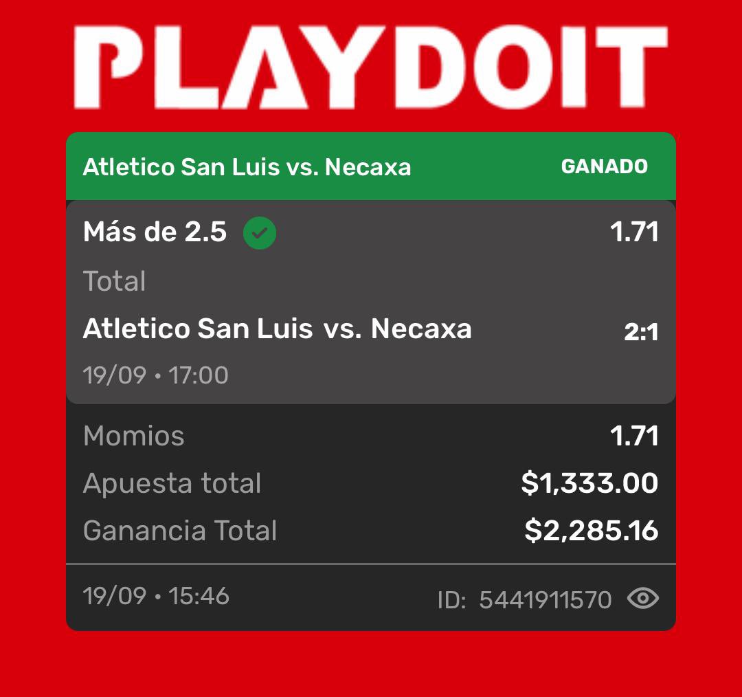 JustPickswinner's tweet photo. Esto fue rápido, deja tu like si nos seguiste vamooos 🔥🔥
San Luis over 2.5 ✅ https://t.co/eEkBHnFnwN