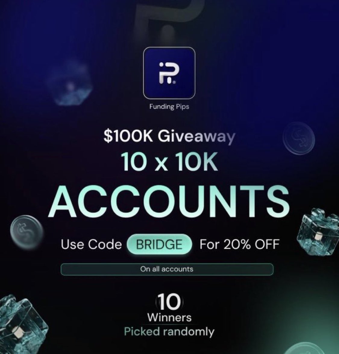 LynX_Void's tweet photo. 10 lucky Winners will receive @fundingpips 10k accounts

How to Enter: 
1⃣ Follow @LynX_Void 
2⃣ Join Discord (Must) https://t.co/5dp3x908Ej
3⃣ respot and Tag 3 traders below

Winners will be selected randomly In 2 days https://t.co/d5SS9BNPrn
